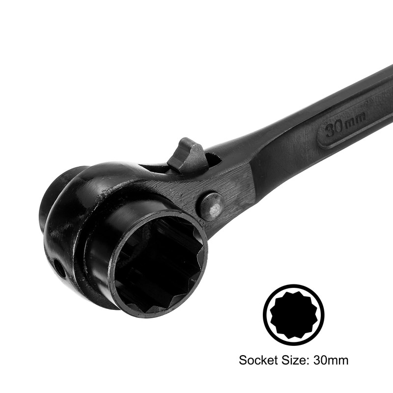 uxcell 24 x 30mm Hexagon Scaffold Podger Ratchet Spanner Ratcheting