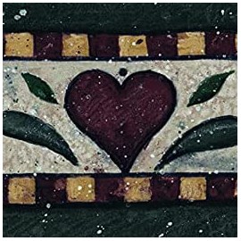 Concord Wallcoverings Wallpaper Border Floral Pattern Flowers Leaves Hearts Squares for Bathroom Bedroom, Green Blue Yellow Dark Raspberry, 4.25 Inches by 15 Feet SW73934