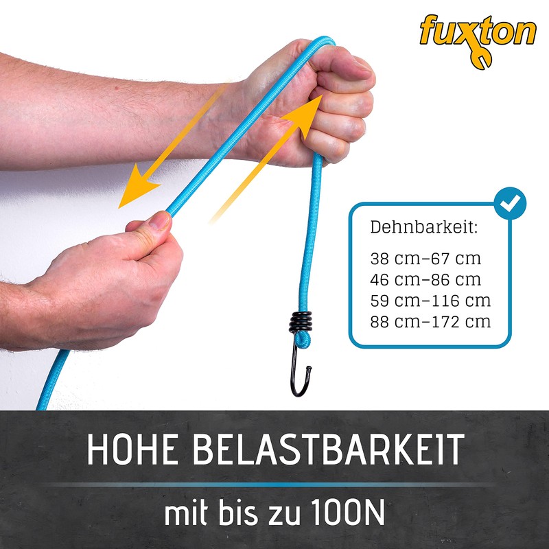 fuxton Set of 12 Tie Down Straps with Hooks, 4
