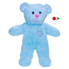 Record Your Own Plush 8 Inch Blue Patches Teddy Bear - Ready 2 Love in a Few Easy Steps