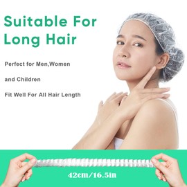 100pcs Disposable Shower Caps, Waterproof Clear Hair Bath Caps, Plastic Hair Cap for Women Kids Girls, Spa, Hair Salon, Travel, Hotel and Home Use
