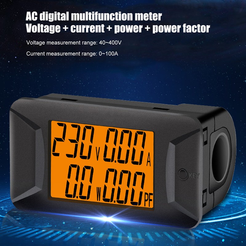 PZEM-028 AC Digital Meter Voltmeter Ammeter 0~100A/400V Power Factor Meter