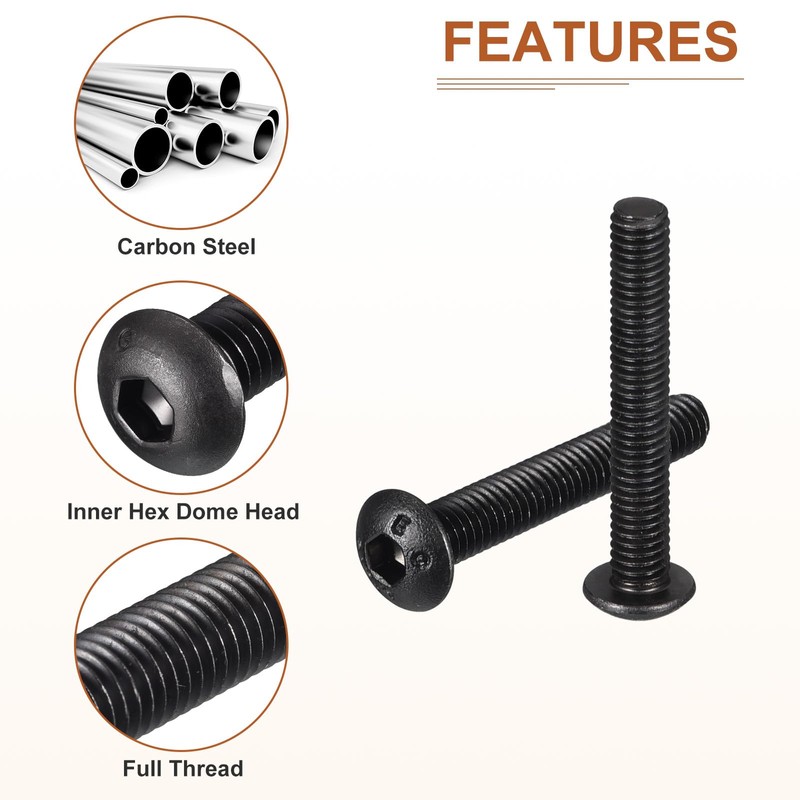 DTGN M3-0.5x25mm Button Head Socket Cap Screws - 50Pack -