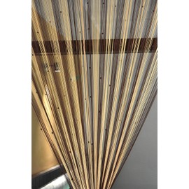 HFI 1 Piece Polyester Threads String Door Curtain - 7ft, Brown-Beige