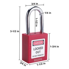 Patioer Lockout Tagout Locks, 5 Red Loto Locks Keyed Alike, Lock Out Tag Out Safety Padlocks, 2 Keys Per Lock