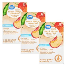 Drink Mix Bundle - 3 Boxes with 10 Packets Per Box - Low Calorie Flavorful Water Powder (3 Boxes, Peach Mango Green Tea)