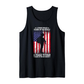 Proud Female Veteran Country Distressed US Flag Army Women Tank Top