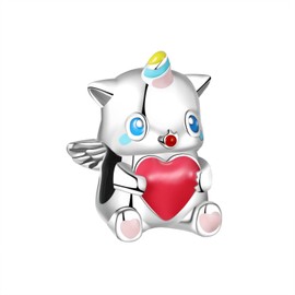 Symretie 925 Sterling Silver Birthstone Charm Bead for Charm Bracelets and Necklaces with 5A Cubic Zirconia Love Heart Birthday Mother's Day Jewelry Gift for Women