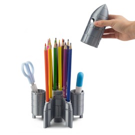 BEYONGME Cool Rocket Shaped Pencil Pen Holder, Desk Storage Stationery Supplies, Rocket Gifts for Men Women Boys Girls, Cute Desk Accessories Home Office Decoration Thanksgiving Christmas Gift