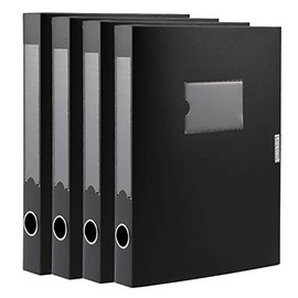 A4 Storage File Boxes Plastic Archives Cases with Lid, File Folder Organizer Document Storage Filing Box for office, Letter Size Paper,31×4×24 cm, Black(Pack of 4)