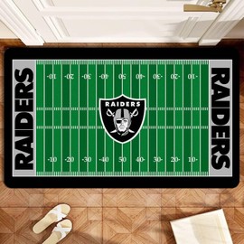 AYYQHC Football Field Design Entry Floor Mat,30" W x 18" H Black Design Non-Slip Rubber Door Mat for Football Sports Fans, Home Decor Area Rug