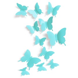 Cute Butterfly Wall Decor 24 pcs, Girls Room Wall Decals, Danish Pastel Aesthetic Butterflies Stickers for Nursery Decorations, Baby Toddler Room Decor for Girls Blue