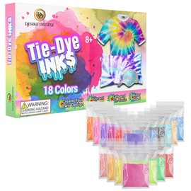 Desire Deluxe Tie Dye INK – Set of 5/9/18 Paint Colours Ink for Dyeing Fabric, Clothes – Creative Art Craft Tie-Dye Games Activity for Adults & Kids (18 Colours Set)