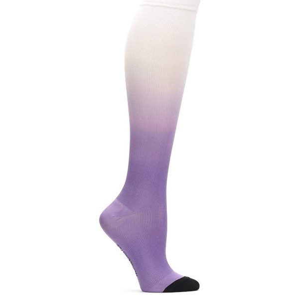 Nurse Mates EKG Heart and Holiday Compression Trouser Socks, Ombre Purple, One Size