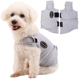 AOOLMOL Dog Anxiety Jacket, Coat for Thunder, Fireworks, Vet Visits and Separation - Skin-Friendly Calming Shirt - Keep Pet Calm, Anti Anxiety Vest for Dogs and Cat, Light Grey