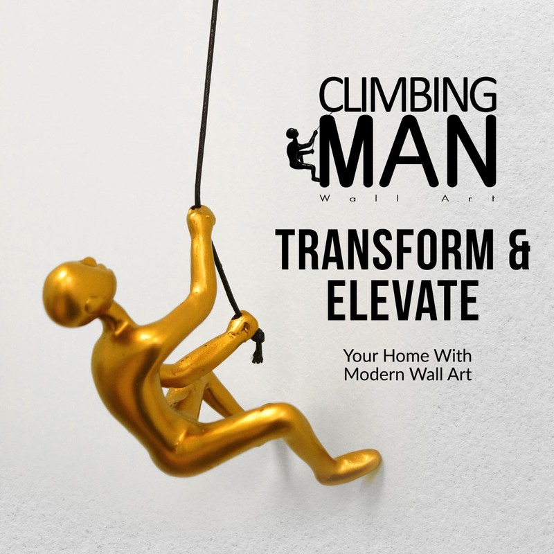 Climbing Man Wall Art 676685026835 Gold