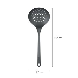 Zyliss E980232 Skimmer, Sustainable Wheatstraw/Nylon, Cooking Spoon with Holes for Skimming/Draining, Non Stick, Heat Resistant Silicone Head, Beluga Grey, 13.2" X 4.8", Dishwasher Safe