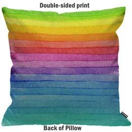 HGOD DESIGNS Cushion Cover Summer Rainbow Stripes Green Yellow Pink Red Blue,Throw Pillow Case Home Decorative for Men/Women Living Room Bedroom Sofa Chair 18X18 Inch Pillowcase 45X45cm