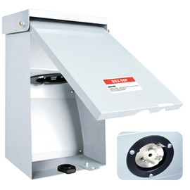 50 Amp Generator Inlet Box, NEMA SS2-50P Power Inlet Box for 3R 3 Prong Generator Cord, 120/240V, 12000W Weatherproof Outdoor Generator Receptacle, Use for Emergency Ready