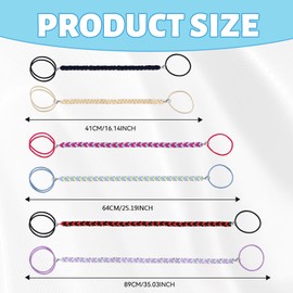 6PCS Rip Tie Hair Ties, Elastic Braided Spiral Hair Ties, Colorful Rip Tie for Yoga, Sports and Workouts, No Damage Ponytail Holders for Long, Thick and Curly, Accessories for Women(3 Sizes, 6 Colors) (Black + Beige+Blue-red+Blue-yellow+Red-black+Green-v