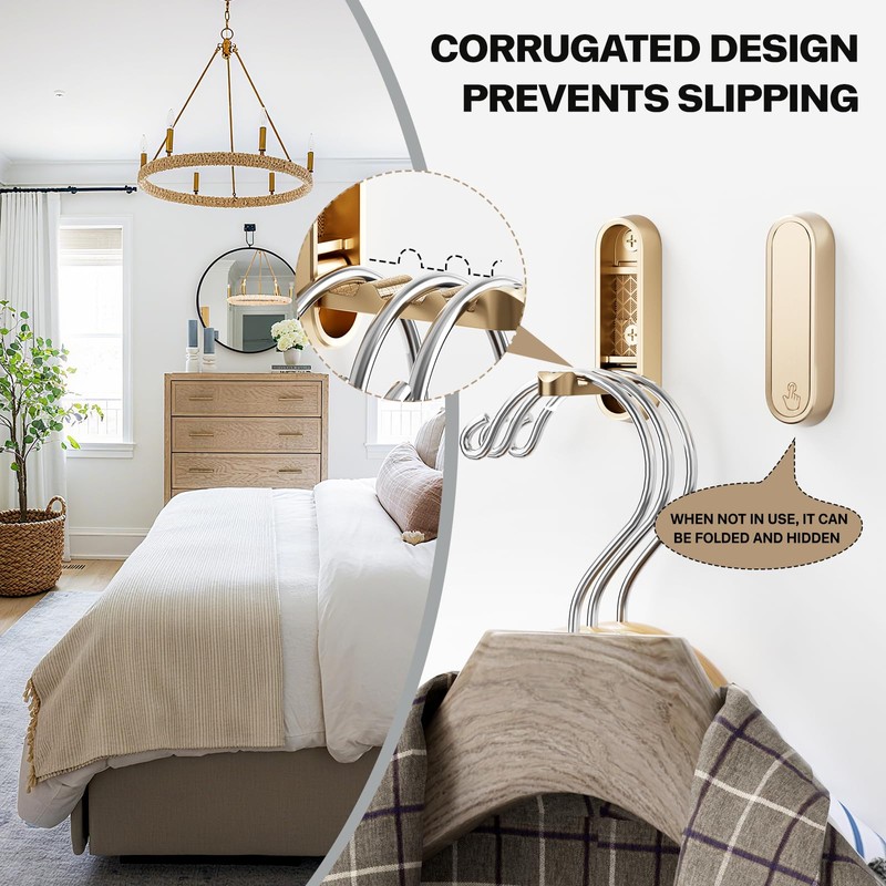 Ruiziiz Folding Coat Hooks, Zinc Alloy Foldable Gold Wall Hooks