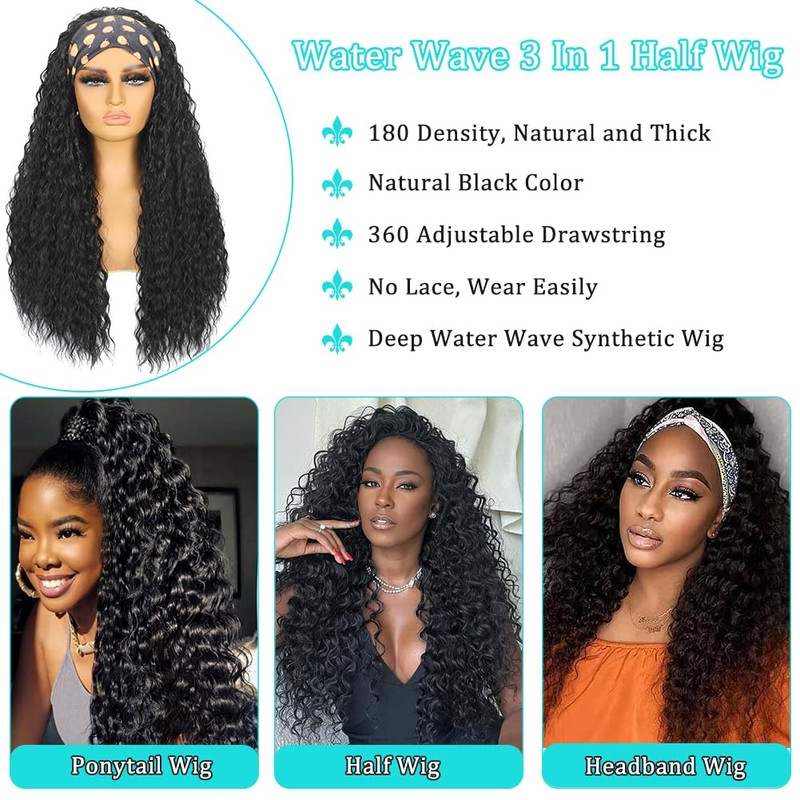 MARYLING Deep Water Wave Half Wig 3 In 1 Wear