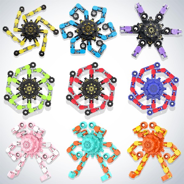 Transformable Fidget Spinners,Funny Stress Relief Sensory Fidget Toys,Deformable Chain DIY