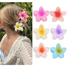 Pack of 6 Flower Hair Clips, Flower Hair Claw Clips, Large Flower-Shaped Claw Clips, Non-Slip Flower Hair Clips, Large Claw Hair Clips for Women, Thick/Thin Hair
