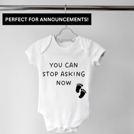 Molly Skin Funny Pregnancy Announcement Gift, You Can Stop Asking Now, Baby Reveal Gift, White Onesie Pregnancy Surprise For Grandparents, Friends, Aunts, Uncles