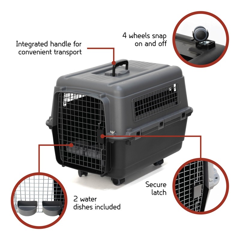 SportPet Designs Plastic Airline Approved Kennels Wire Door Travel Dog
