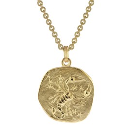 trendor 39070-11 Scorpio Zodiac Sign Diameter 20 mm Men's Necklace Gold on Silver Zodiac Sign Timeless Necklace for Men, Great Gift Idea, Gold, scorpio