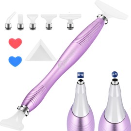 benote Metal Diamond Painting Pen, Ergonomic Diamond Art Drill Sticky Pen Tools 5 D Diamond Painting Accessories with Multi Replacement Pen Heads and Wax (Copyright Pending) (Purple)
