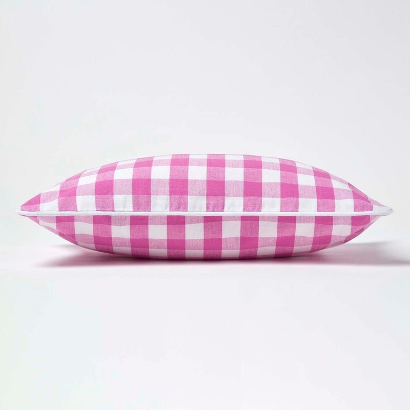 Homescapes - 100% Cotton - Block Check - Filled Cushion