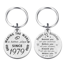 ABNTY 45th Birthday Gifts for Women, Born in 1979 Birthday Gifts for Men, 45 Year Old Birthday Keychain, 45th Birthday Decorations