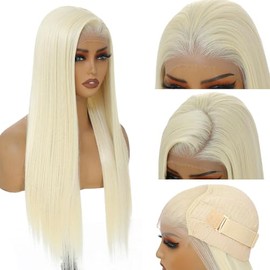 TAGUO Blonde Wig 7x5 Glueless Lace Front Wig for Women Synthetic Lace Pre Plucked HD Lace Straight Wig Wear And Go Glueless Wig 613 Blonde Wig 26inch