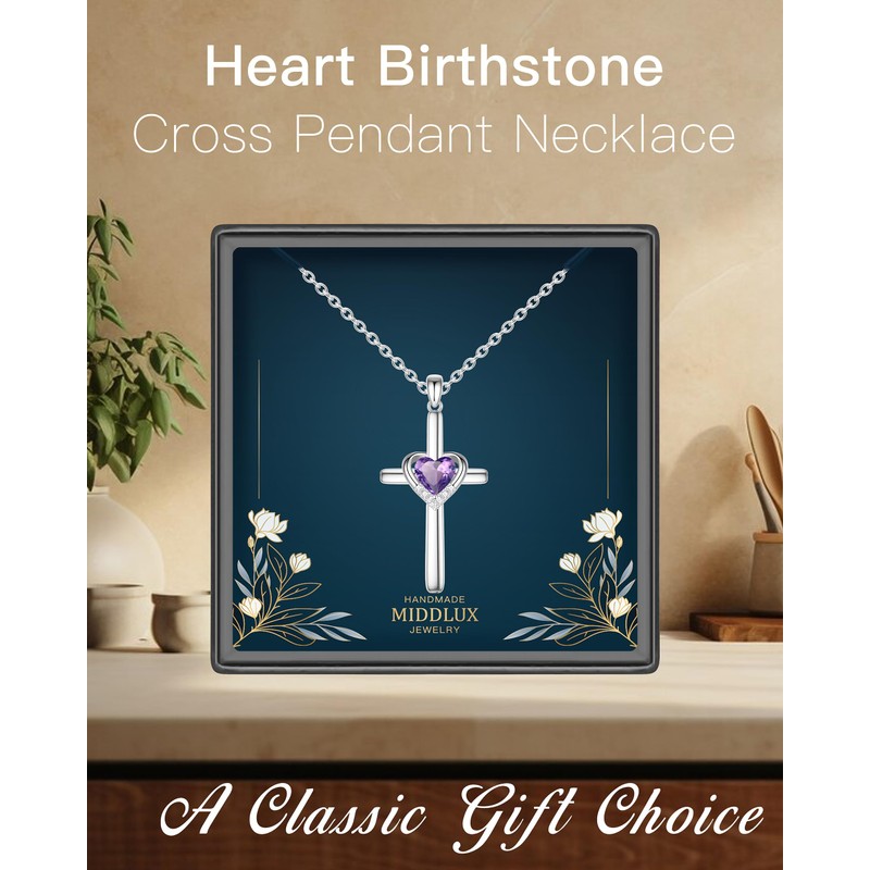 MIDDLUX Cross Necklace for Women, Birthday Gifts for Her, Heart