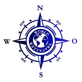 Generisch Compass Sticker for Outdoor and Indoor (RPt 53) (9 cm, Blue, Plastic, Transparent, Waterproof, UV-Resistant)