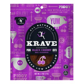 KRAVE All Natural Pork Jerky, Black Cherry BBQ - Protein Packed Snacks Roasted for Maximum Flavor - Premium Tender Meat Cuts - Gluten Free - 2.7 Ounce