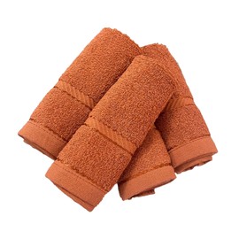 Vissage Cotton Terry Face Towel, Orange, Pack of 4