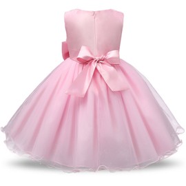 NNJXD Girl Sleeveless Lace 3D Flower Tutu Holiday Princess Dresses Size (120) 3-4 Years Pink