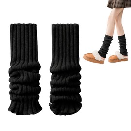 Derivtae Leg Warmers for Women, Winter Leg Warmers, Leg Warmers, Women's Leg Warmers for Knitted Legwarmers, Warm Leg Warmers Women with Wool, black