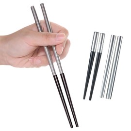 Liroyal Folding Chopsticks Portable Chopsticks Stainless Steel Ebony Chopsticks Lightweight Sturdy Cookware Camping Solo Camping Outdoor Equipment Camping Equipment
