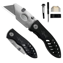 XIPHIAS Professional 4 Folding Utility Knife - Premium Heavy Duty EDC Box Cutter with Quick-Change Blade System, 5 Extra Blades and Pocket Clip - X-UPK004