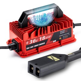 36 V Golf Cart Battery Charger for EZGO TXT Golf Carts with D-Style Plug - 36V 18A Lead-Acid Battery Charger with Cooling Fan IP67 Waterproof