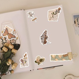 210Pcs Vintage Stickers, Aesthetic Waterproof Vinyl Stickers Packs for Laptop, Scrapbook, Journaling, Kindle, Water Bottles, Planner, Computer, Retro Stickers for Adults Teens