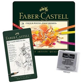Faber-Castell 110012 - Polychromos Artists’ Colour Pencils, Pack of 12 in a Metal Case