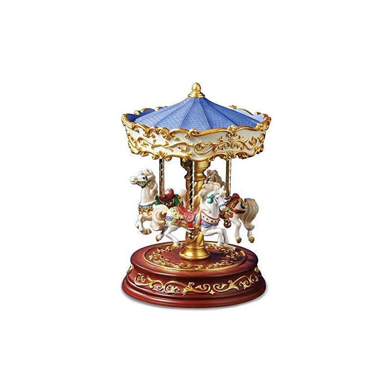 The San Francisco Music Box Company Heritage 3-Horse Rotating Carousel