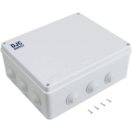 DJC Supply Co. 4" x 4" x 2.75" PVC Waterproof Plastic Junction Conduit Box with Pre Molded 3/4" & 1" Conduit Holes (12" x 10" x 4.75", 4 Pack)