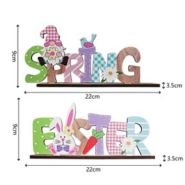 heigudan Spring Easter Decorations Wooden Cute Rabbit Gonk Table Stand Sign Easter Crafts Easter Party Home Shelves Indoor and Outdoor Decor Spring Easter Happy Gifts for Kids