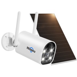 Hiseeu 4MP Solar Battery Powered Security Camera Wireless 2.5K, 2-Way Audio Rechargeable Outdoor WiFi Camea,Color Night Vision, Spotlight/Siren Alarm, Motion Detect, SD/Cloud Storage, Work with Alexa